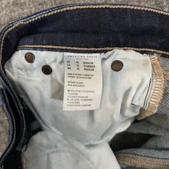 American Eagle Super Hi-Rise Flare Blue Denim Jeans Women's Size 10 Stretch EUC - Picture 5 of 13